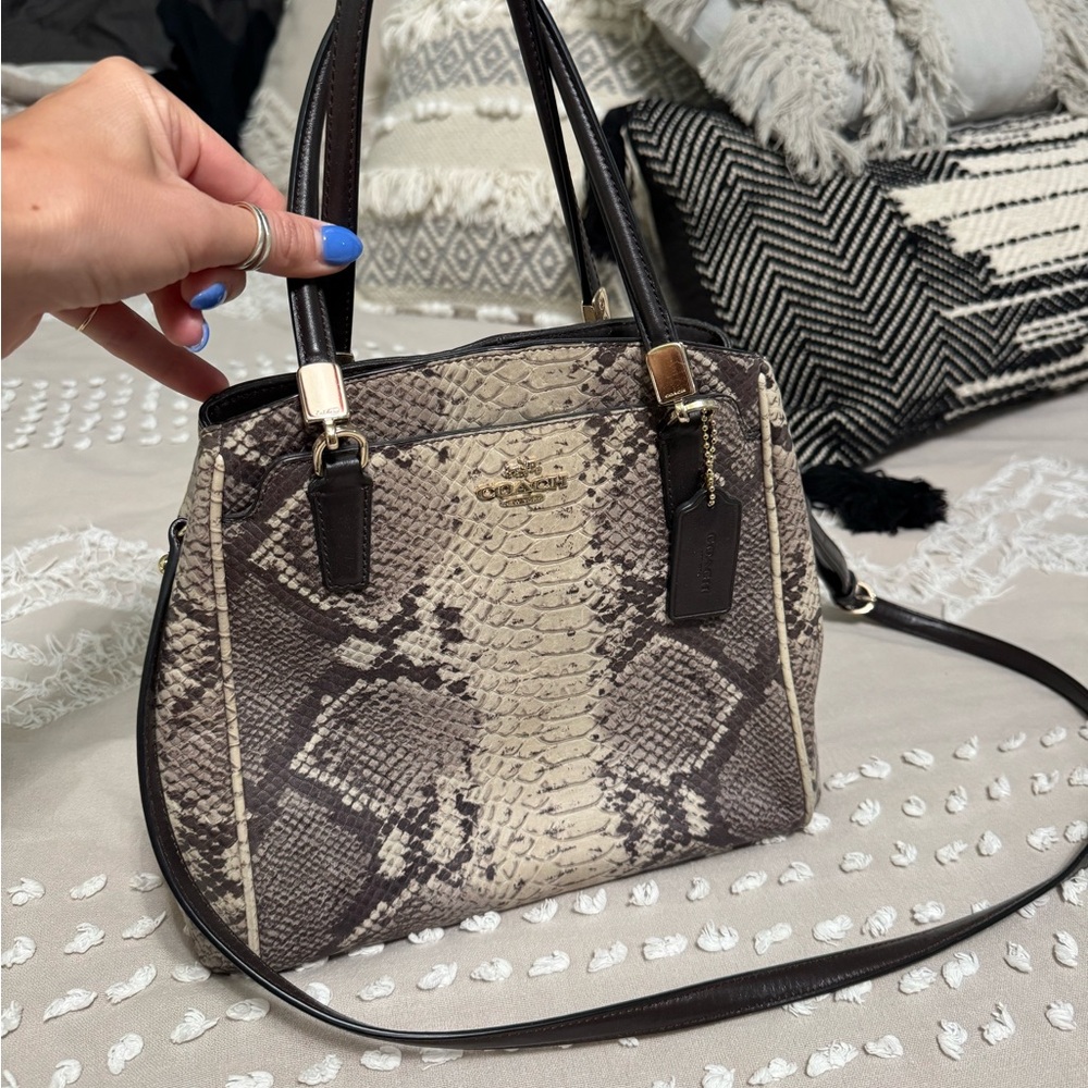 Coach Snakeskin Crossbody Bag in Black and Cream